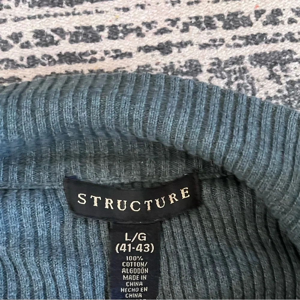 VTG 90’s Structure Forest Green Ribbed Henley Sweater: Size L - Picture 3 of 4